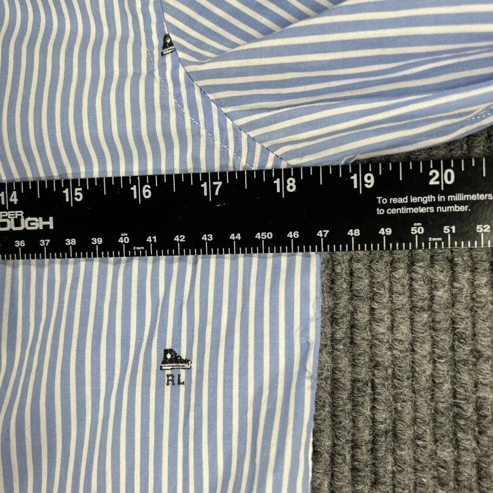 Ralph Lauren Shirt Boys Large 14-16 Blue White Striped Button Down Flag Preppy